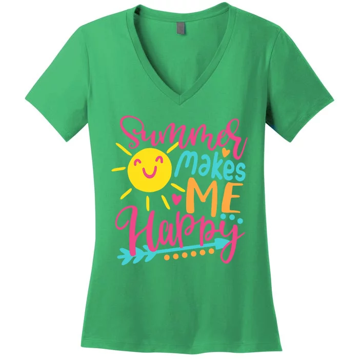 Summer Makes Me Happy Women's V-Neck T-Shirt