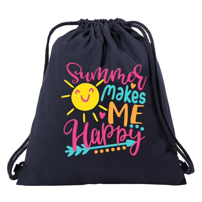 Summer Makes Me Happy Drawstring Bag