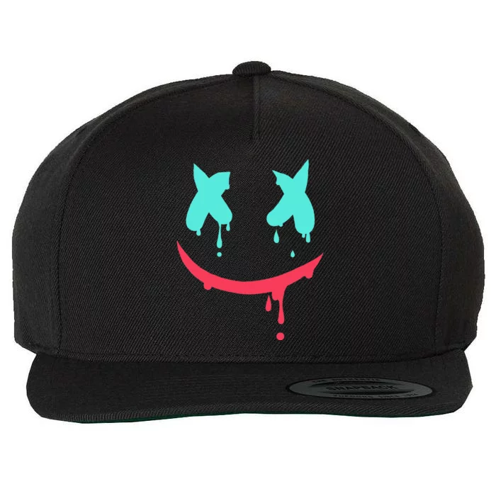 Smiling Marshmallow Melting Happy Face Wool Snapback Cap