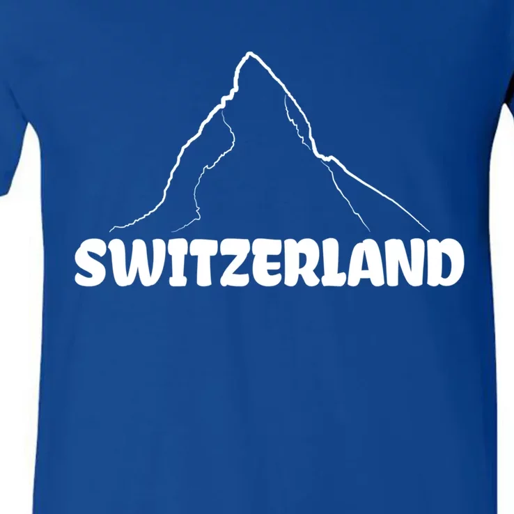 Switzerland Matterhorn Mountaineer Snow Ski Lovers Gift V-Neck T-Shirt