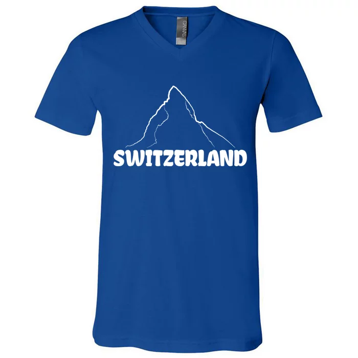 Switzerland Matterhorn Mountaineer Snow Ski Lovers Gift V-Neck T-Shirt