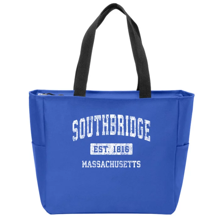 Southbridge Massachusetts Ma Vintage Sports Design Established Zip Tote Bag