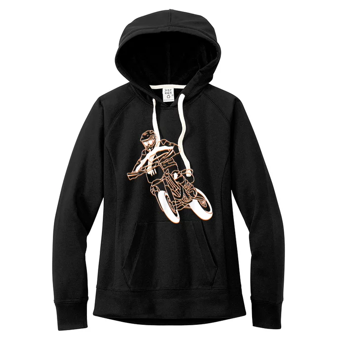 Supermoto Motorcycle Motocross Rider Racing Women's Fleece Hoodie