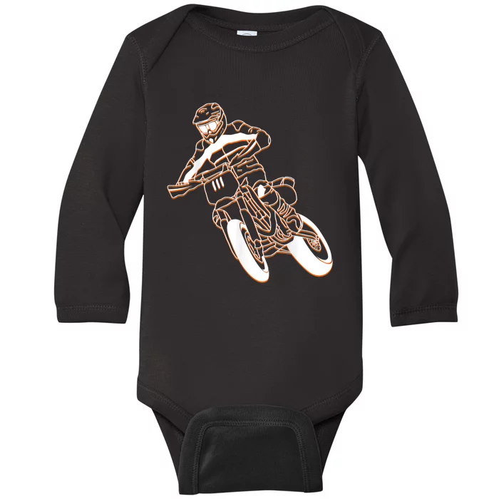 Supermoto Motorcycle Motocross Rider Racing Baby Long Sleeve Bodysuit