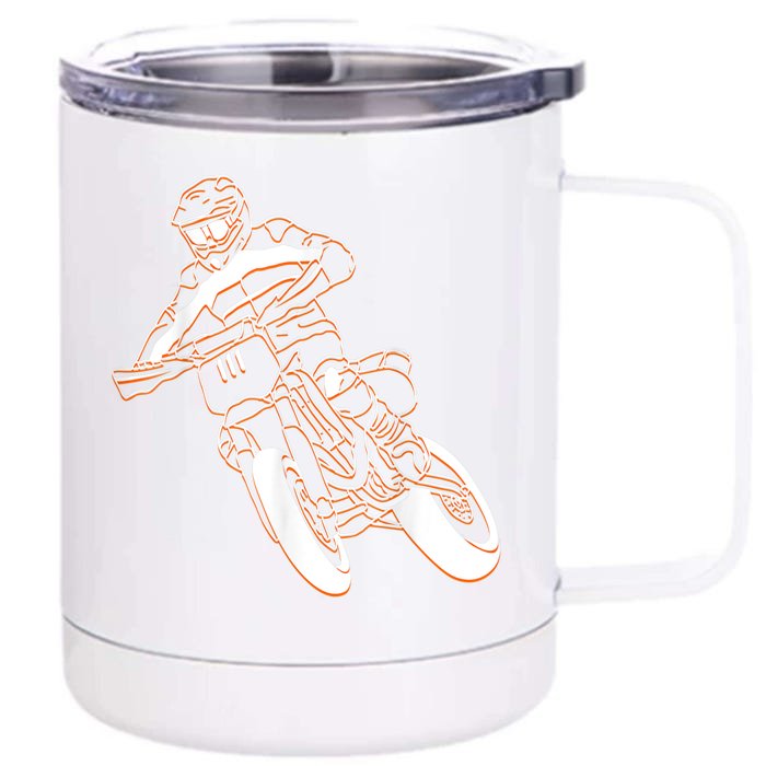 Supermoto Motorcycle Motocross Rider Racing Front & Back 12oz Stainless Steel Tumbler Cup