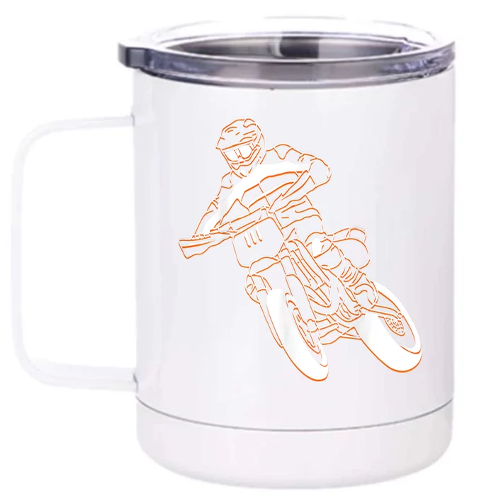 Supermoto Motorcycle Motocross Rider Racing Front & Back 12oz Stainless Steel Tumbler Cup