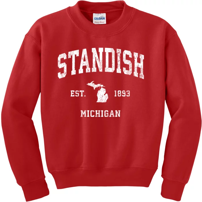 Standish Michigan Mi Vintage Athletic Kids Sweatshirt