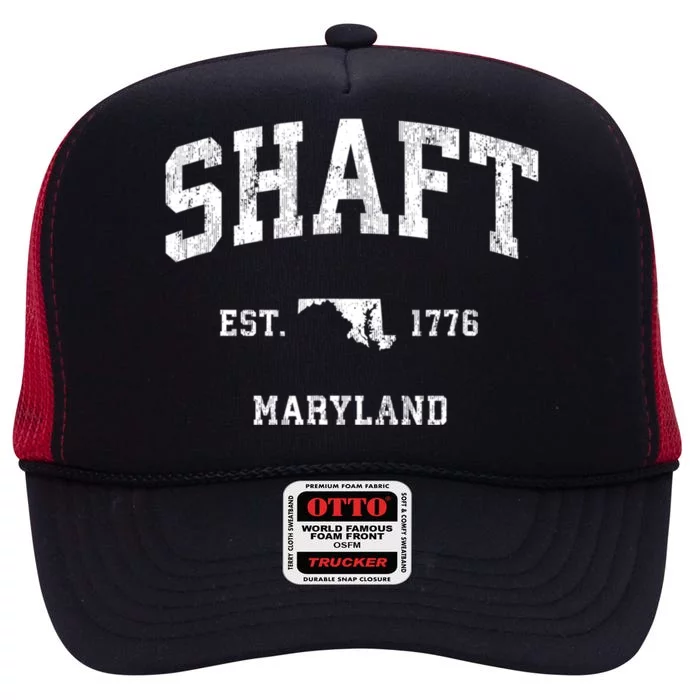 Shaft Maryland Md Vintage Established Athletic Sports Design High Crown Mesh Trucker Hat