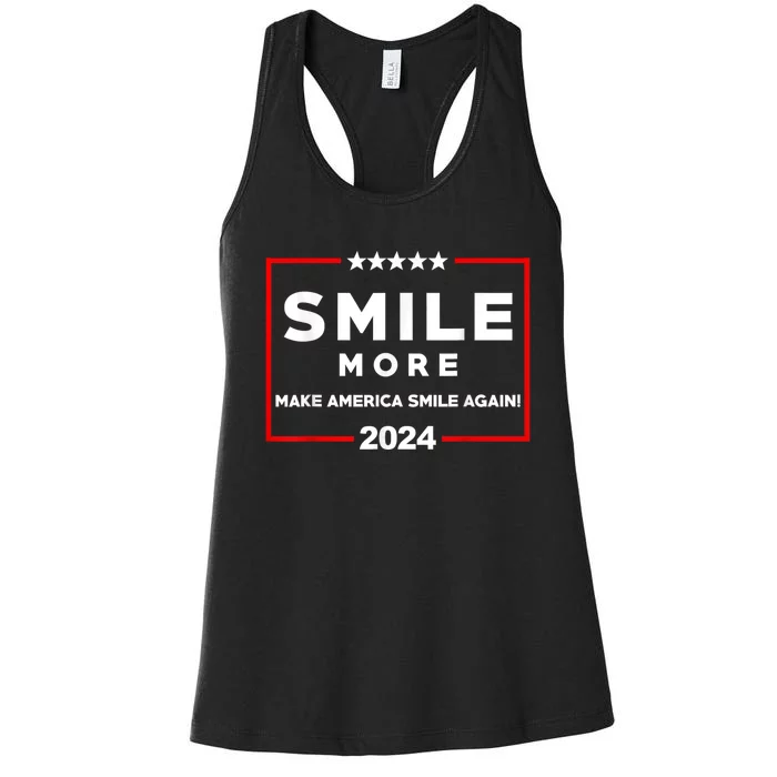 Smile More Make America Smile Again 2024 Funny Saying Women's Racerback Tank