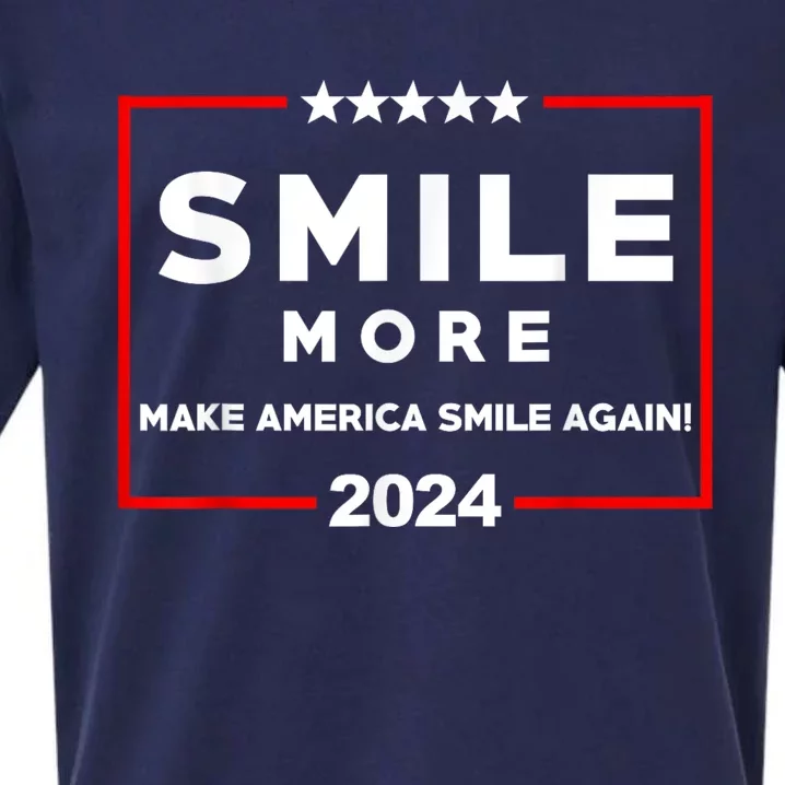 Smile More Make America Smile Again 2024 Funny Saying Sueded Cloud Jersey T-Shirt