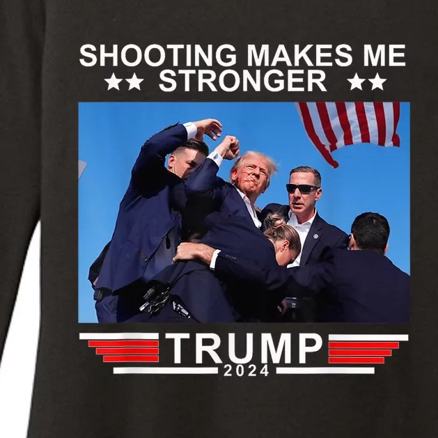 Shooting Makes Me Stronger Trump 2024 Trump 2024 Us Flag Donald Trump Election Womens CVC Long Sleeve Shirt