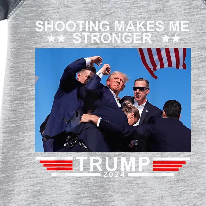 Shooting Makes Me Stronger Trump 2024 Trump 2024 Us Flag Donald Trump Election Infant Baby Jersey Bodysuit