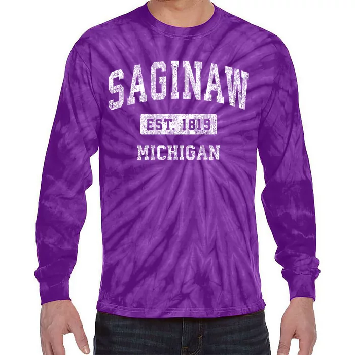 Saginaw Michigan Mi Vintage Sports Tie-Dye Long Sleeve Shirt