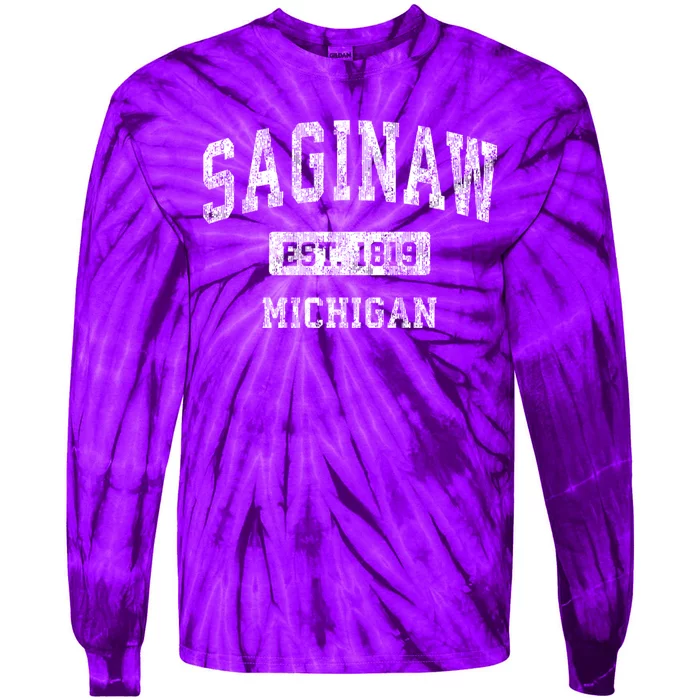 Saginaw Michigan Mi Vintage Sports Tie-Dye Long Sleeve Shirt