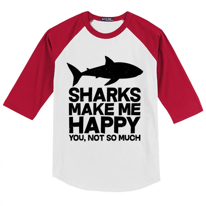 Sharks Make Me Happy You Not So Much Kids Colorblock Raglan Jersey