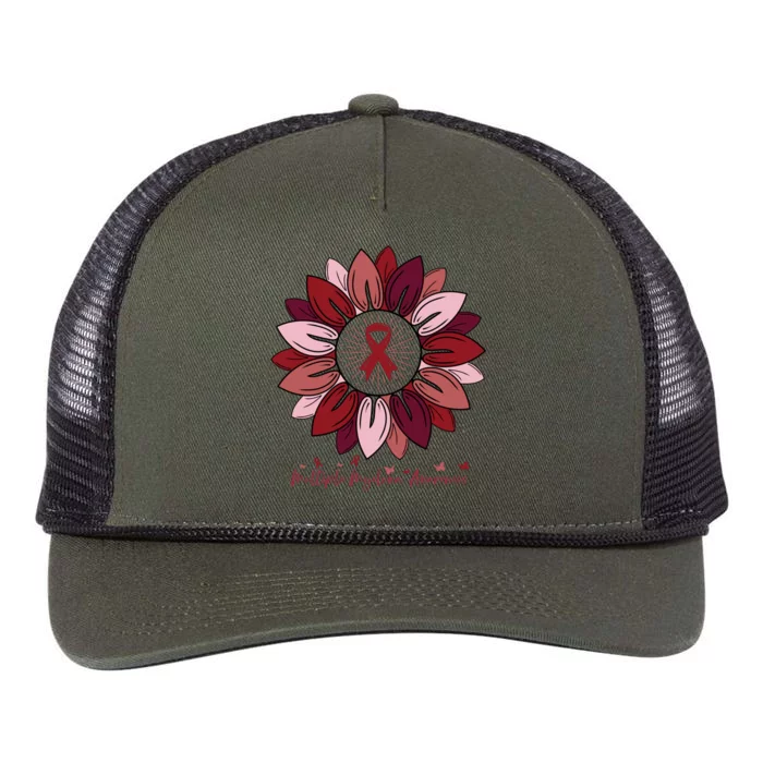 Sunflower Multiple Myeloma Awareness Month Gift Retro Rope Trucker Hat Cap