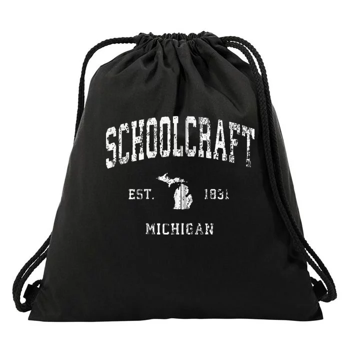 Schoolcraft Michigan MI Vintage Athletic Sports Drawstring Bag