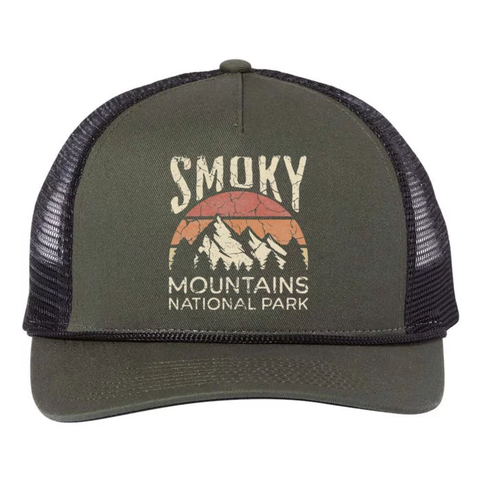 Smoky Mountains National Park Tennessee Hiking Outdoors Retro Rope Trucker Hat Cap