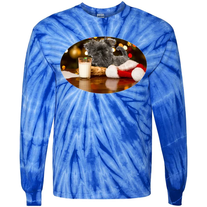 Santa Milk N Cookies Dog Affenpinscher Gift Tie-Dye Long Sleeve Shirt