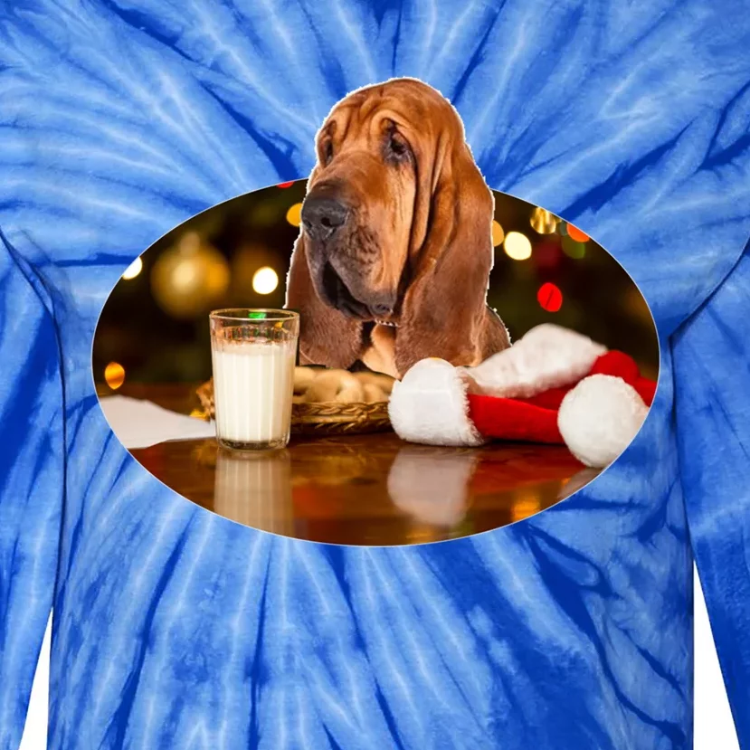 Santa Milk N Cookies Dog Bloodhound Meaningful Gift Tie-Dye Long Sleeve Shirt