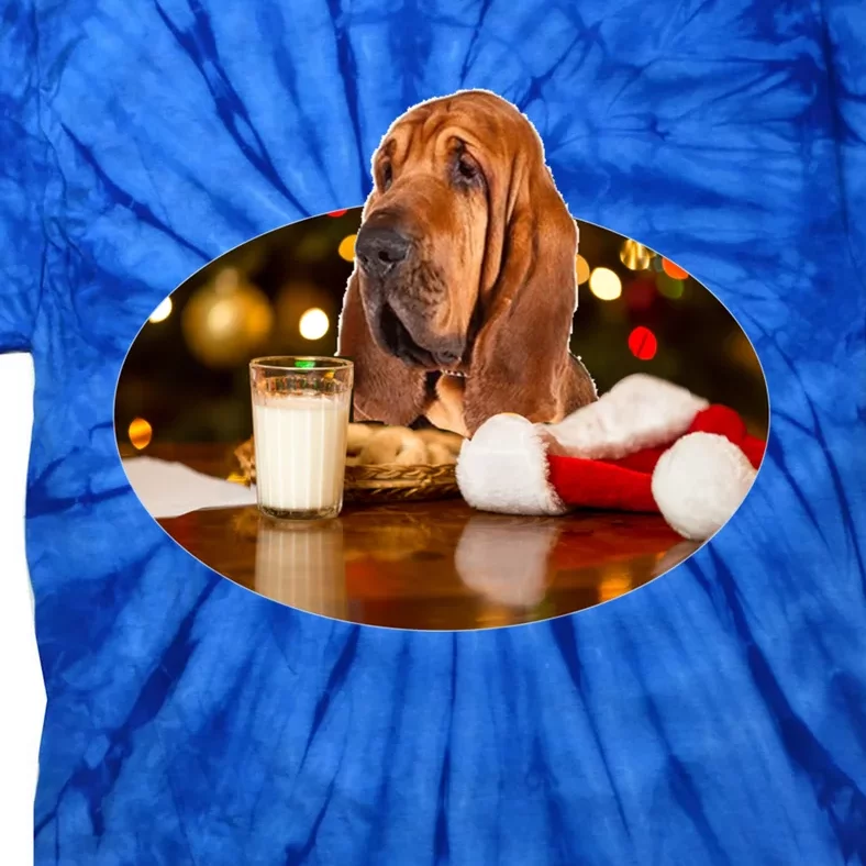 Santa Milk N Cookies Dog Bloodhound Meaningful Gift Tie-Dye T-Shirt