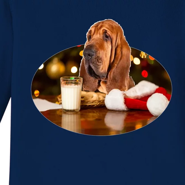 Santa Milk N Cookies Dog Bloodhound Meaningful Gift Baby Long Sleeve Bodysuit