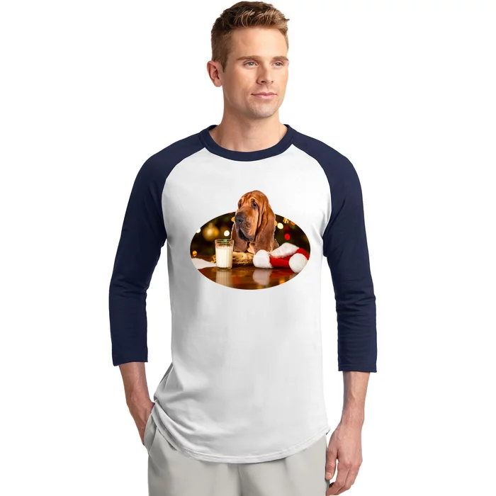 Santa Milk N Cookies Dog Bloodhound Meaningful Gift Baseball Sleeve Shirt