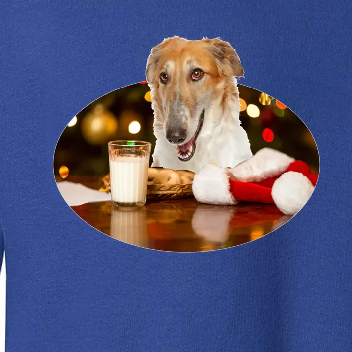 Santa Milk N Cookies Dog Borzoi Gift Toddler Sweatshirt