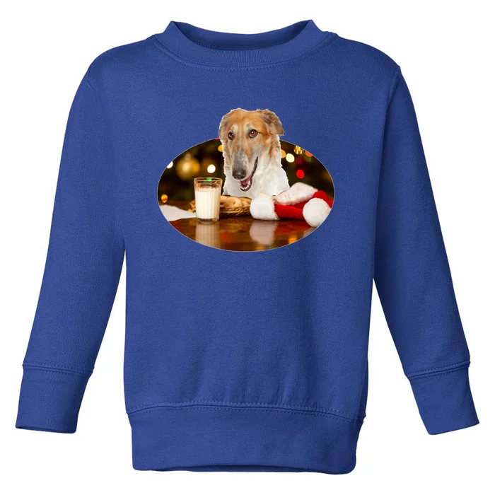 Santa Milk N Cookies Dog Borzoi Gift Toddler Sweatshirt