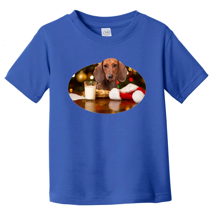 Santa Milk N Cookies Dog Dachshund Gift Toddler T-Shirt