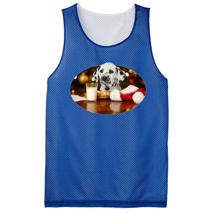 Santa Milk N Cookies Dog Dalmatian Gift Mesh Reversible Basketball Jersey Tank