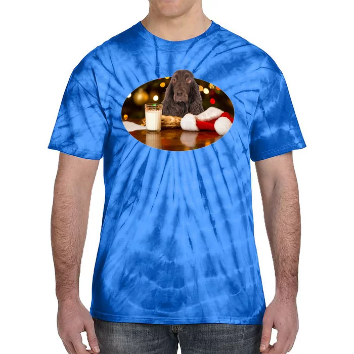 Santa Milk N Cookies Dog Field Spaniel Cute Gift Tie-Dye T-Shirt