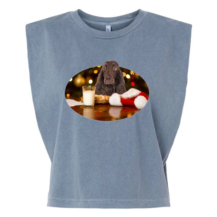 Santa Milk N Cookies Dog Field Spaniel Cute Gift Garment-Dyed Women's Muscle Tee