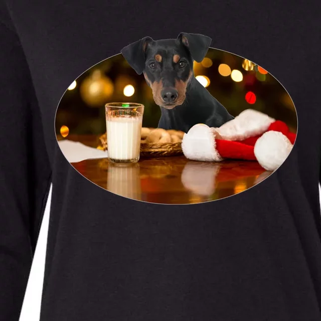 Santa Milk N Cookies Dog Ger Pinscher Gift Womens Cotton Relaxed Long Sleeve T-Shirt