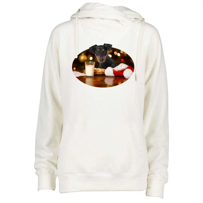 Santa Milk N Cookies Dog Ger Pinscher Gift Womens Funnel Neck Pullover Hood