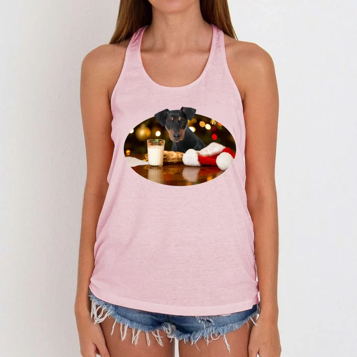 Santa Milk N Cookies Dog Ger Pinscher Gift Women's Knotted Racerback Tank