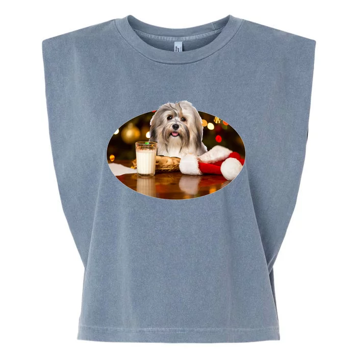 Santa Milk N Cookies Dog Havanes Gift Garment-Dyed Women's Muscle Tee