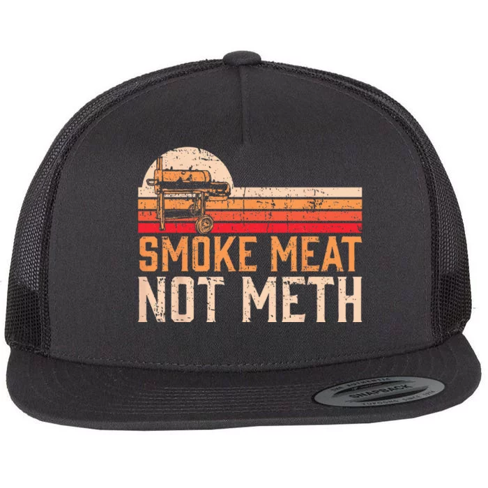 Smoke Meat Not Meth Brisket BBQ Grill Flat Bill Trucker Hat