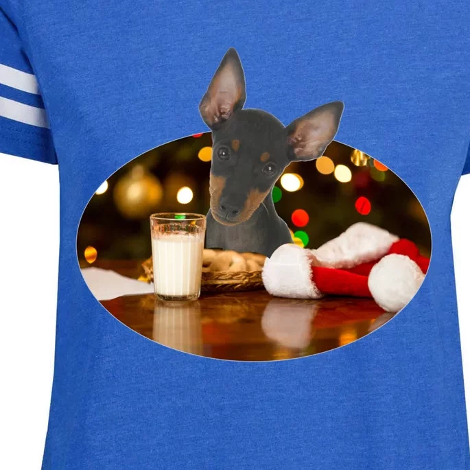 Santa Milk N Cookies Dog Chester Terrier Great Gift Enza Ladies Jersey Football T-Shirt