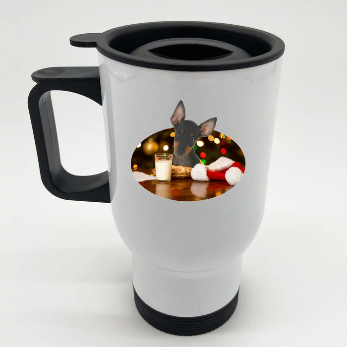 Santa Milk N Cookies Dog Chester Terrier Great Gift Front & Back Stainless Steel Travel Mug