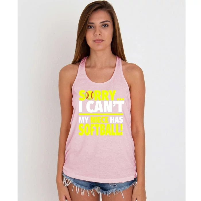 Sorry My Niece Has Softball Gift Unts And Uncles Cool Gift Women's Knotted Racerback Tank