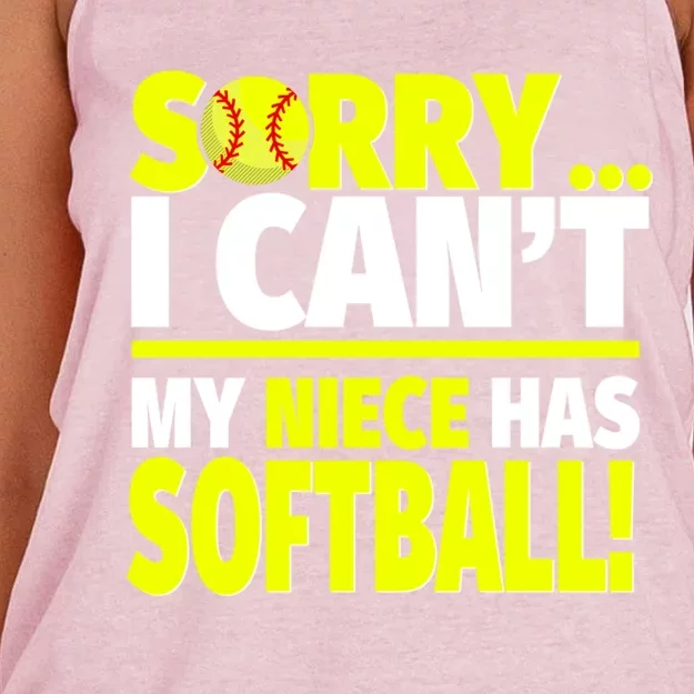 Sorry My Niece Has Softball Gift Unts And Uncles Cool Gift Women's Knotted Racerback Tank