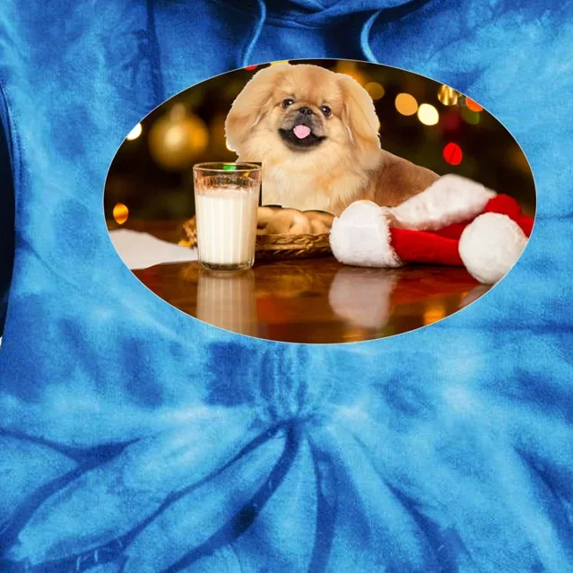 Santa Milk N Cookies Dog Pekingese Gift Tie Dye Hoodie