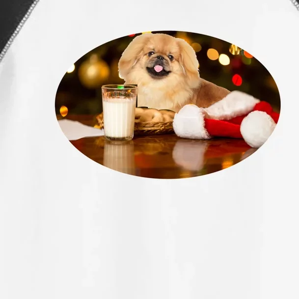 Santa Milk N Cookies Dog Pekingese Gift Toddler Fine Jersey T-Shirt