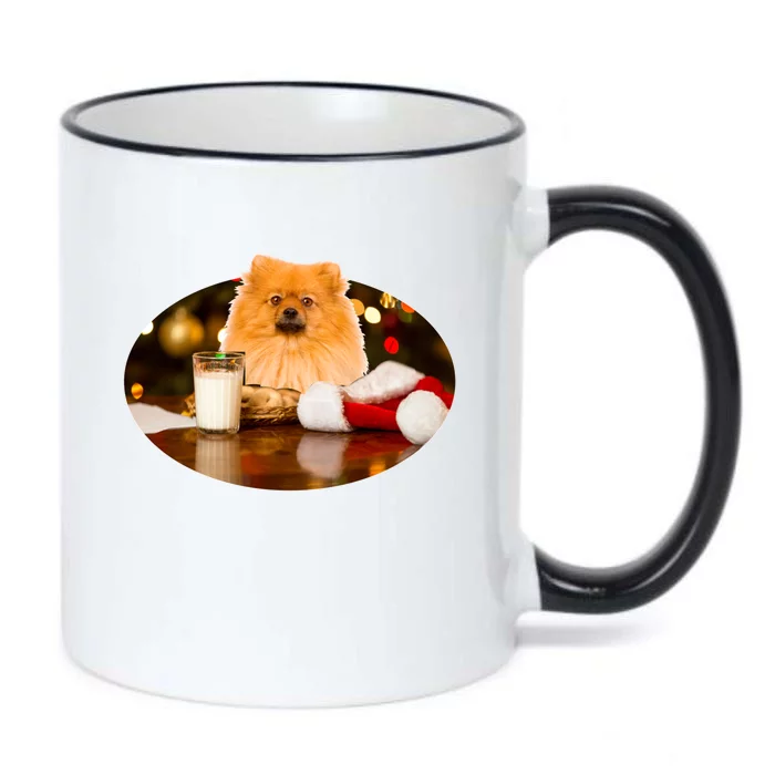 Santa Milk N Cookies Dog Pomeranian Cool Gift Black Color Changing Mug