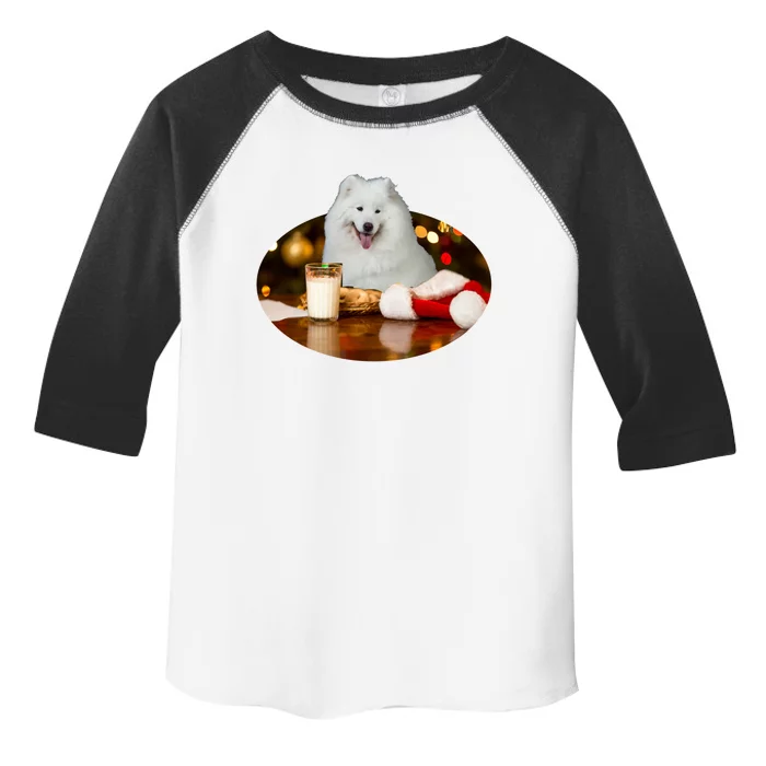 Santa Milk N Cookies Dog Samoyed Gift Toddler Fine Jersey T-Shirt