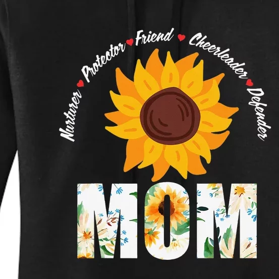 Sunflower Mom Nurturer Protector Friend Cute Mother's Day Women's Pullover Hoodie