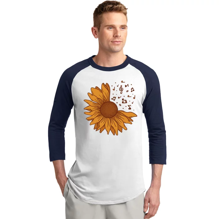 Sunflower Musical Notes Baseball Sleeve Shirt