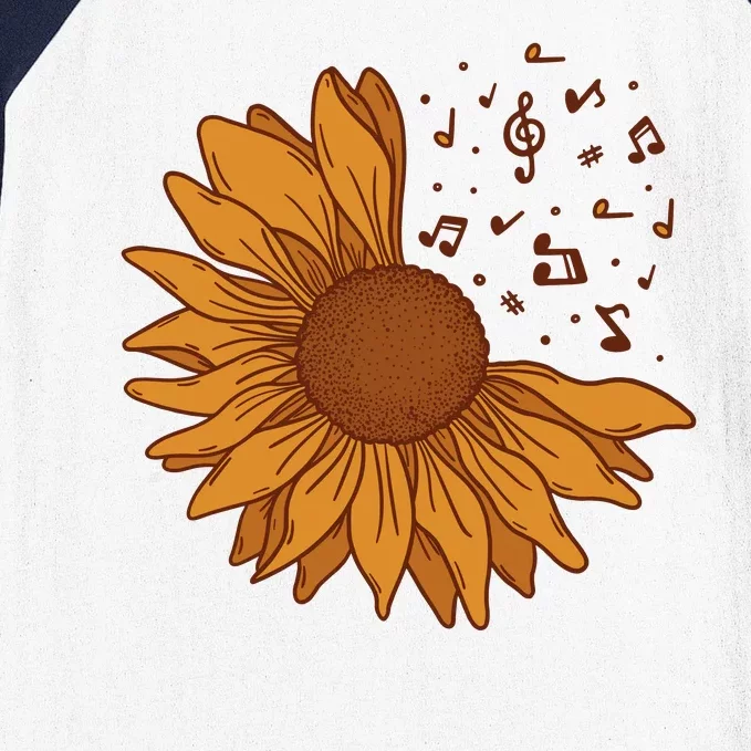 Sunflower Musical Notes Baseball Sleeve Shirt