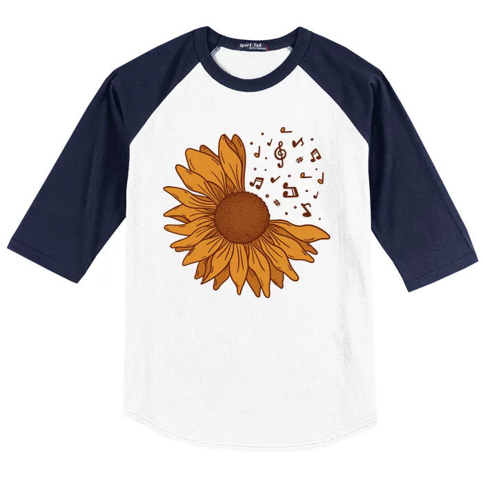 Sunflower Musical Notes Baseball Sleeve Shirt